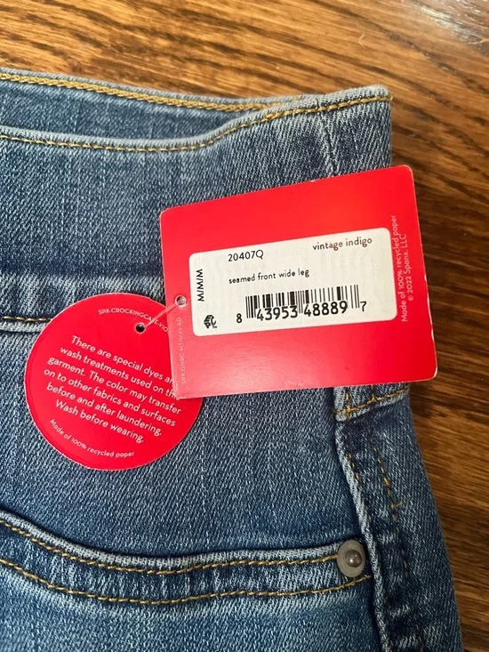 SPANX Blue Wide-Leg High-Rise Jeans Petite Medium - Picture 4 of 8